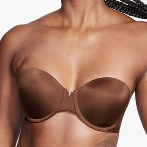 Victorias Secret Chocolate Brown Pushup Strapless Bra with V-Detail 32D